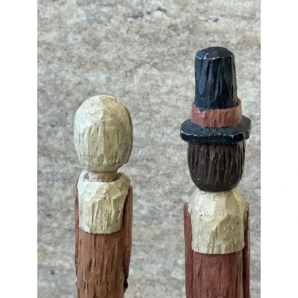 Vintage 1993 Wang Thanksgiving Pilgrim Man Woman Couple Pencil Figures